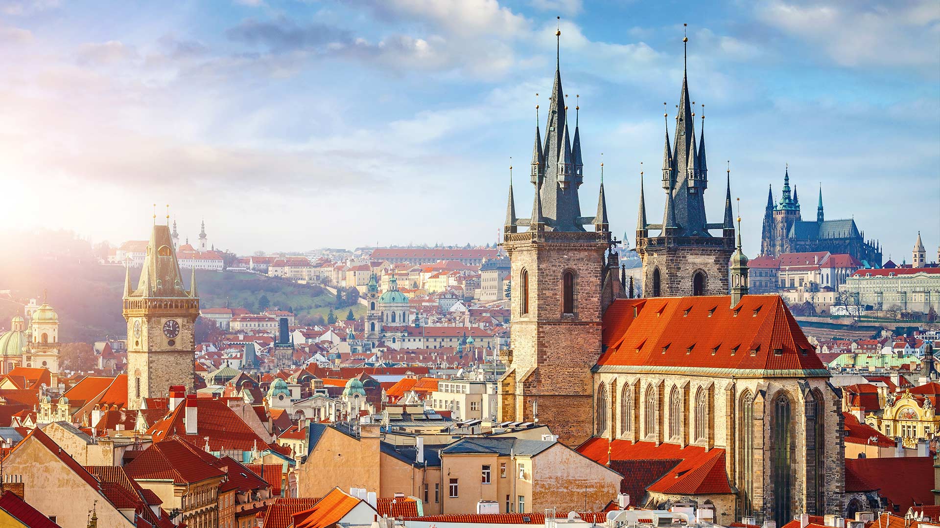 Tyn church towers in Prague